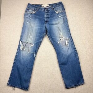 Matix Denim Jeans Mens 36x28 Blue Distressed Y2K Skater Grunge Baggy  Leg